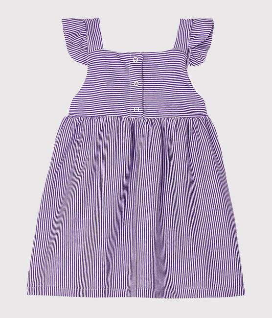 Robe bébé fille milleraies violet REAL/blanc MARSHMALLOW