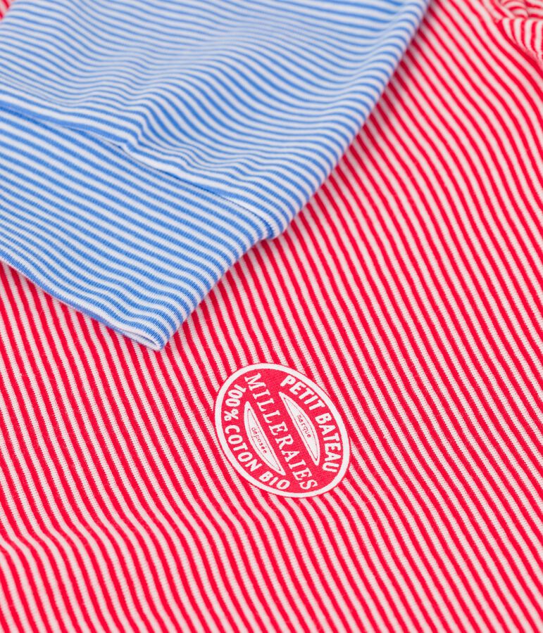 Damessweater met kap in biokatoen rood PEPS/wit MARSHMALLOW