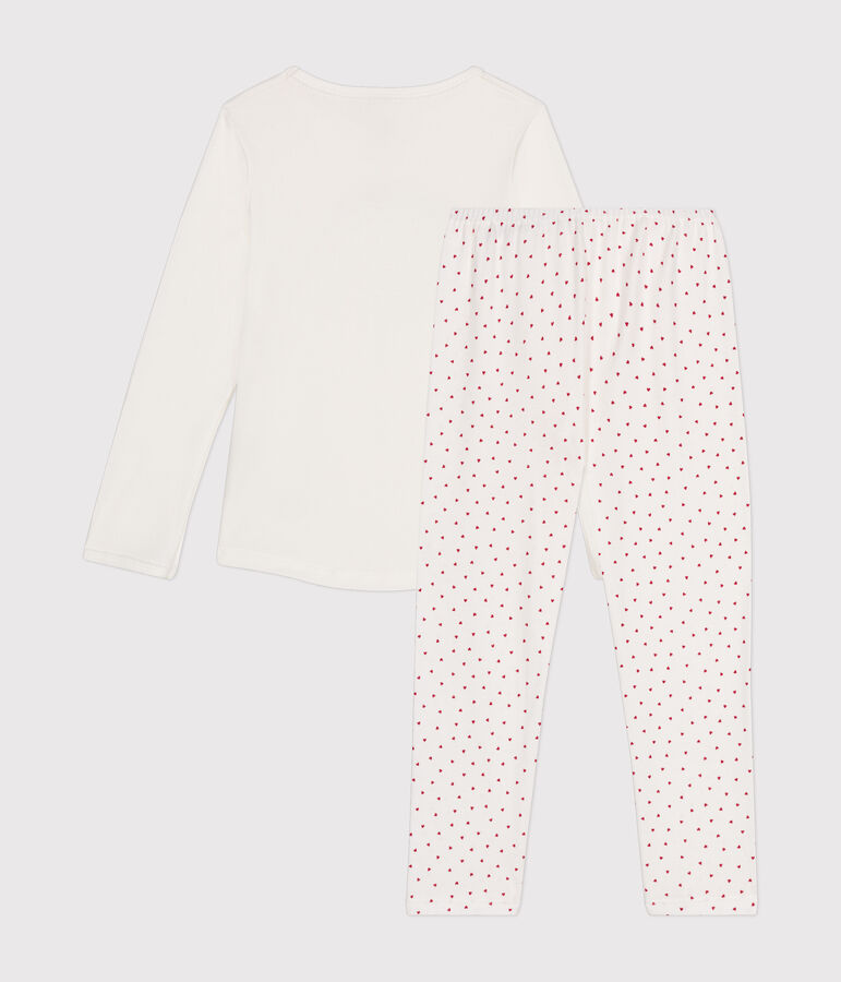 Katoenen pyjama voor kinderen wit MARSHMALLOW/wit MULTICO
