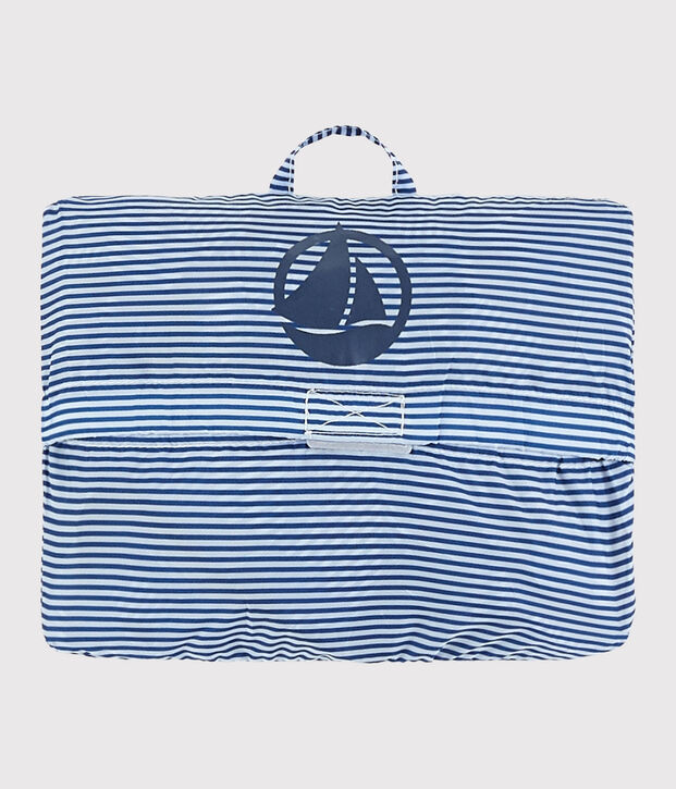 Windjack van gerecycled polyester voor meisje - jongen blauw/wit