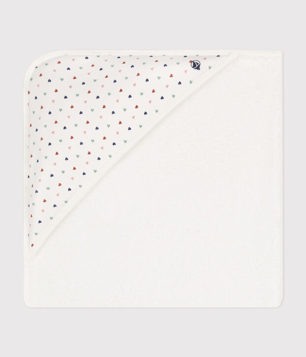 Carr&eacute; de bain en coton blanc/multicouleur