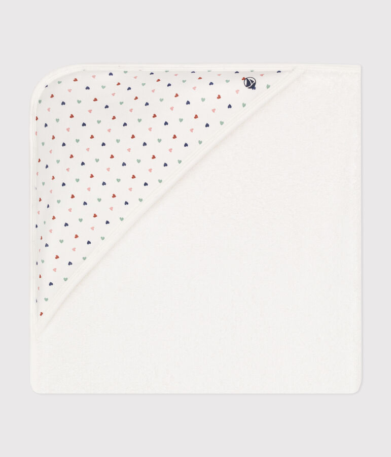 Carr&eacute; de bain en coton blanc MARSHMALLOW/blanc MULTICO