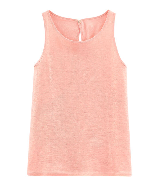 Tanktop voor vrouwen van geïriseerd linnen roze ROSAKO/roze COPPER