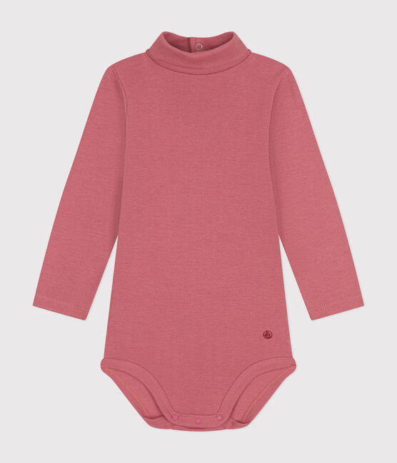 Body manches longues col roulé en coton bébé rose ROSEWOOD