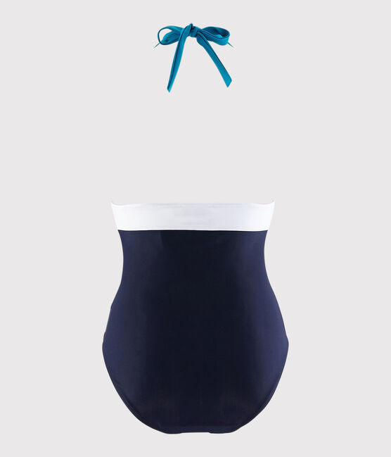Gerecycled 1-delig Damesbadpak blauw SMOKING/wit MULTICO