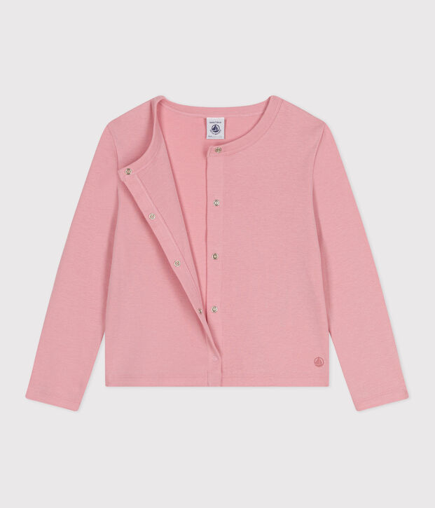 Effen katoenen cardigan voor kinderen roze