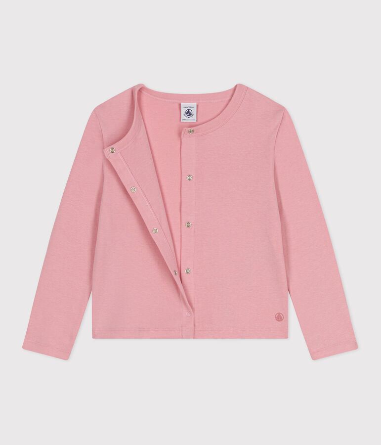 Cardigan enfant en coton uni rose