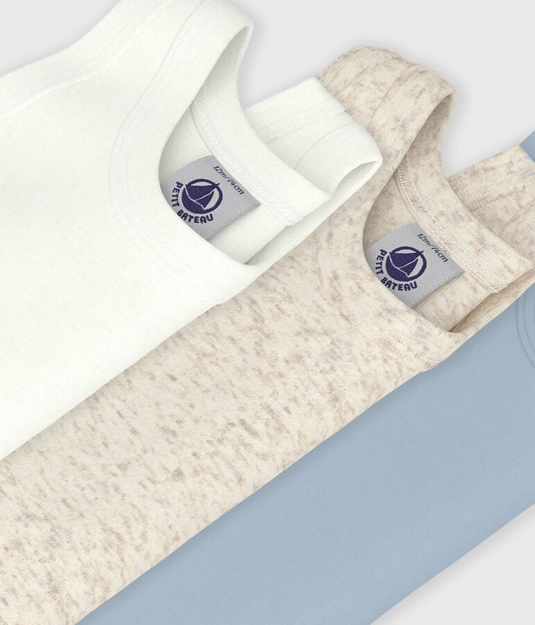 Set van 3 effen katoenen body's zonder mouwen voor baby's multicouleur