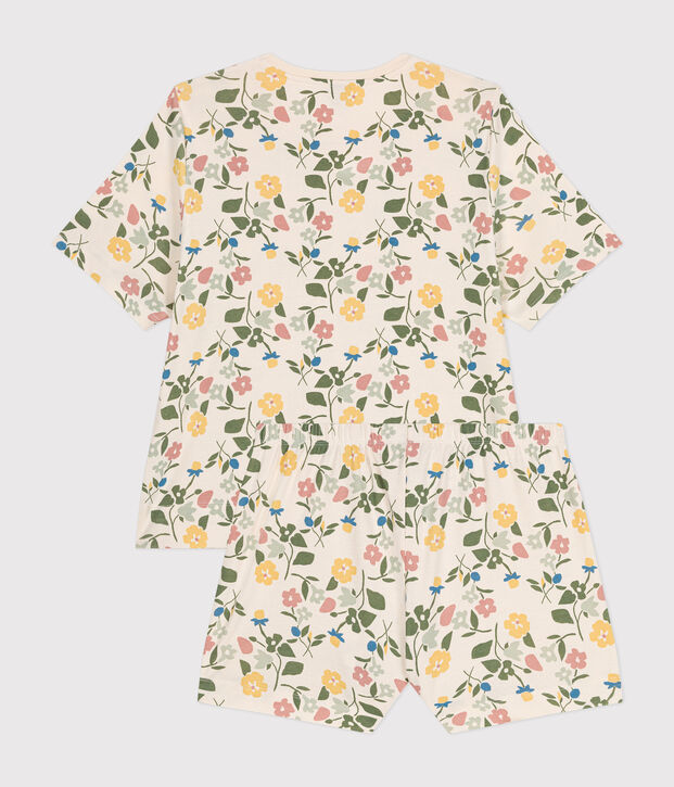 Pyjama short et tee-shirt en coton motif floral femme &eacute;cru/multicouleur