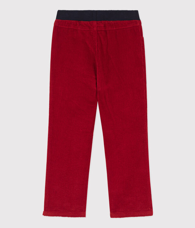 Pantalon regular en velours c&ocirc;tel&eacute; enfant gar&ccedil;on rouge
