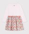 Robe enfant en coton manches longues &agrave; fleurs blanc/multicouleur