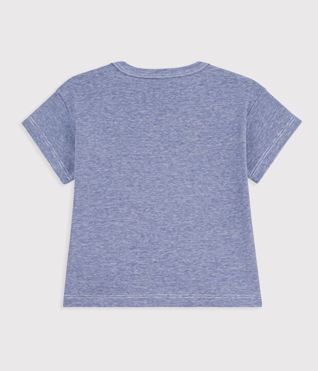 Tee-shirt b&eacute;b&eacute; en coton manches courtes ray&eacute; bleu/blanc