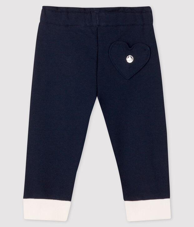 Legging b&eacute;b&eacute; fille en molleton bleu marine