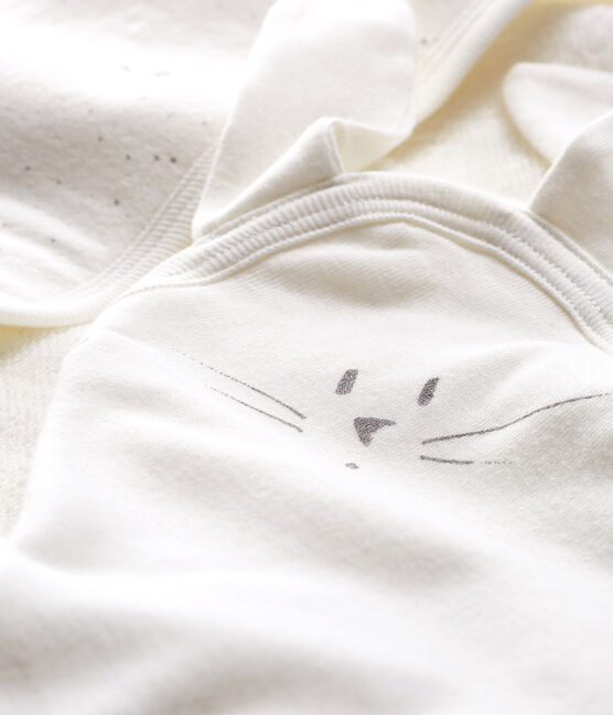 Coffret carré de bain et doudou bébé en BE et tubique blanc MARSHMALLOW/blanc MULTICO