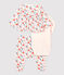 Driedelige set met bloemenprint van biologisch katoen wit MARSHMALLOW/wit MULTICO