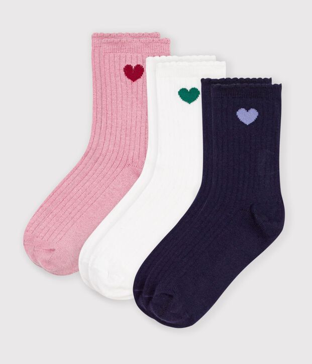 3 paar katoenen sokken met hartjesmotief multicouleur
