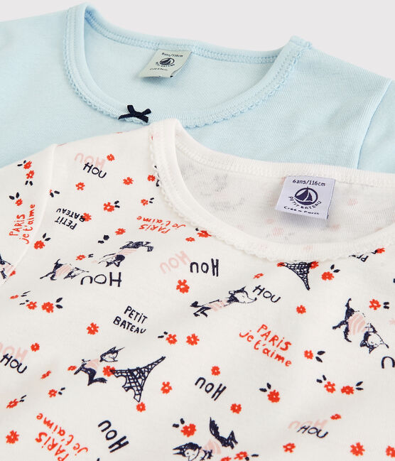 Set van 2 meisjes t-shirts met korte mouwen en Parijs print van biologisch katoen variante 1