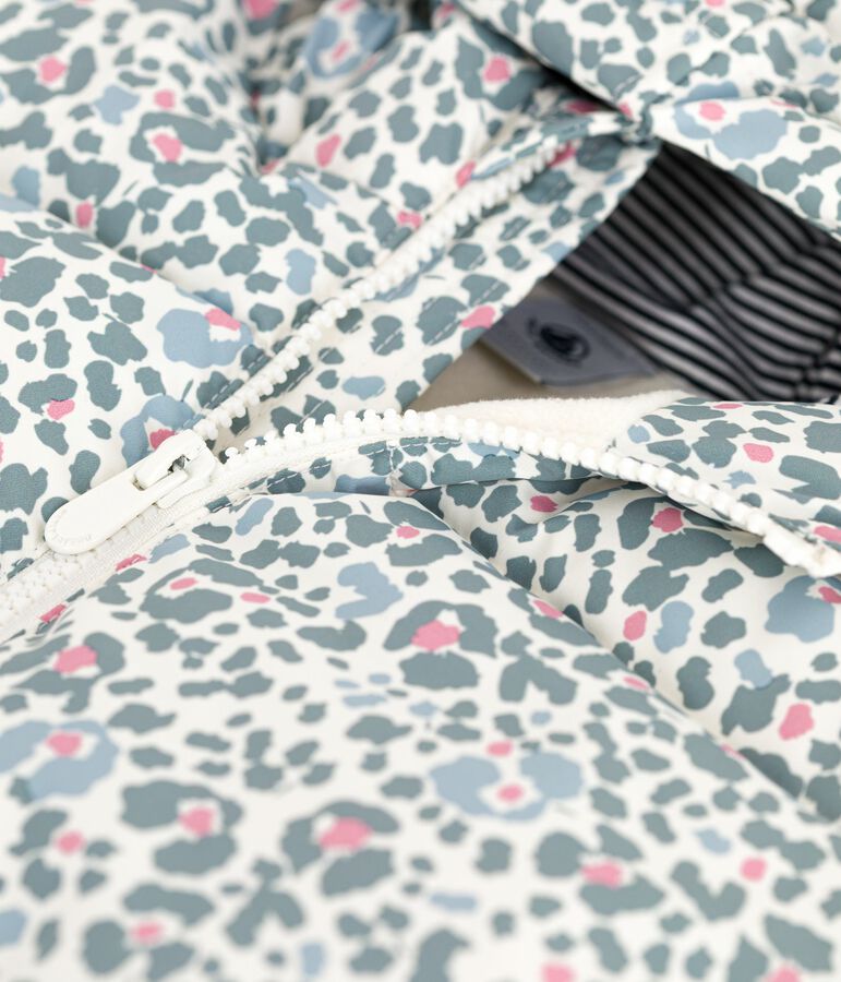 Donsjack met print voor kinderen ecru/multicouleur