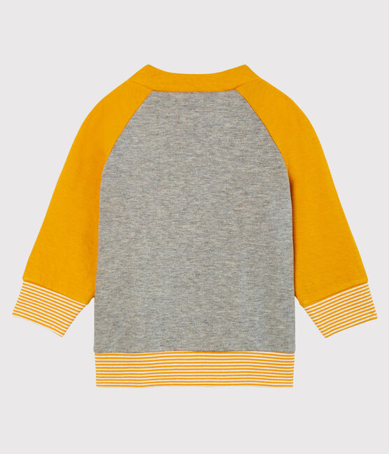 Cardigan zippé bébé garçon en tubique gris SUBWAY/jaune BOUDOR