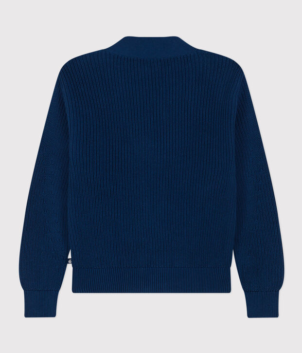 Katoenen vest in Engelse ribstof voor dames blauw