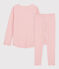 Jacquard meisjespyjama met sneeuwvlokken van wol en katoen roze CHARME/wit MARSHMALLOW