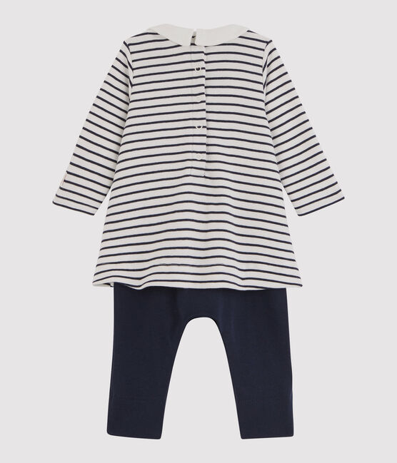 Robe legging bébé fille blanc MARSHMALLOW/bleu SMOKING
