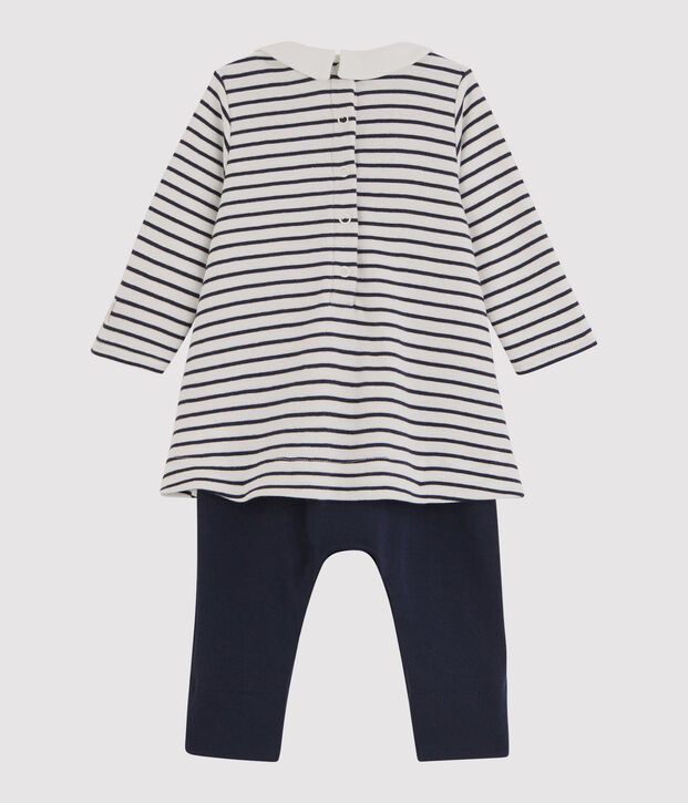 Robe legging b&eacute;b&eacute; fille blanc/bleu