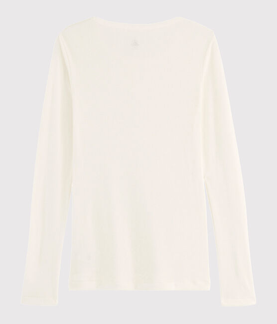 Dames t-shirt van wol en katoen wit MARSHMALLOW
