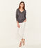 Tee-shirt manches longues femme en coton sea island gris MAKI