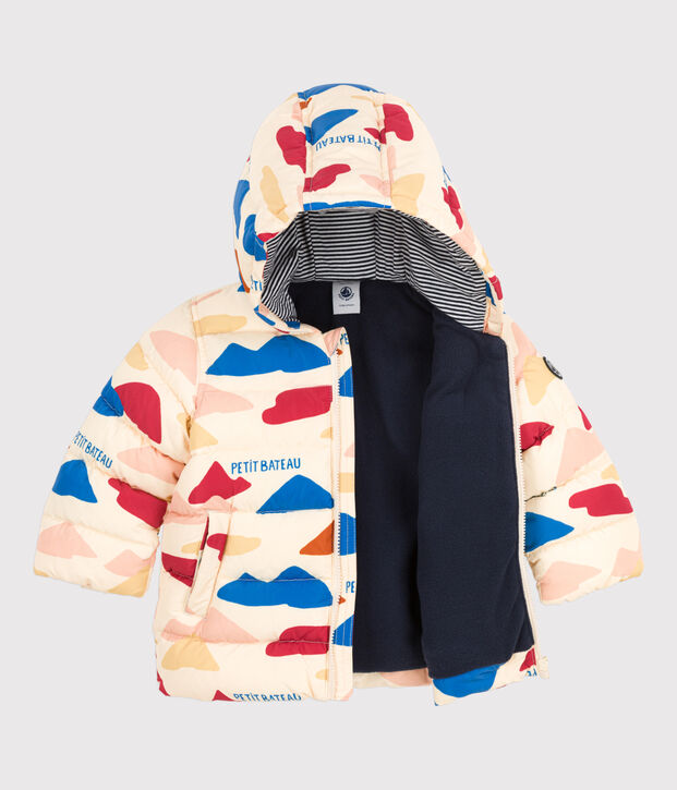 Gerecycleerde donsjas met print voor baby's ecru/multicouleur
