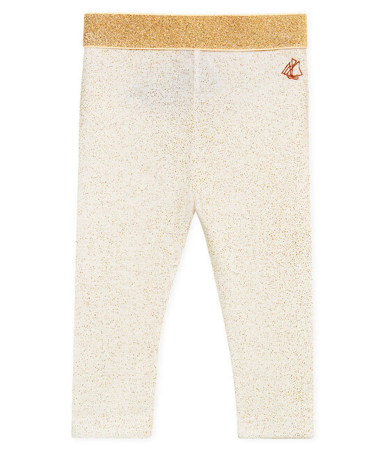 Legging bébé fille pailleté blanc MARSHMALLOW/rose COPPER