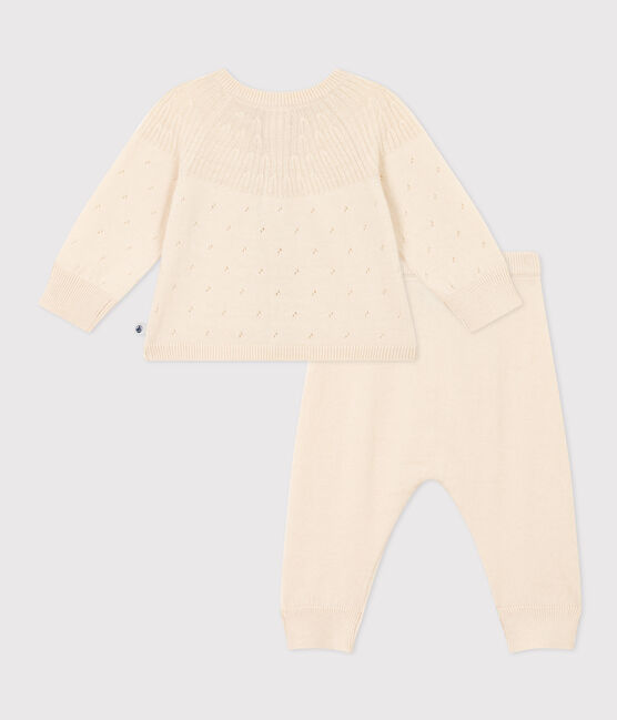 Ensemble en tricot laine et coton bébé écru AVALANCHE