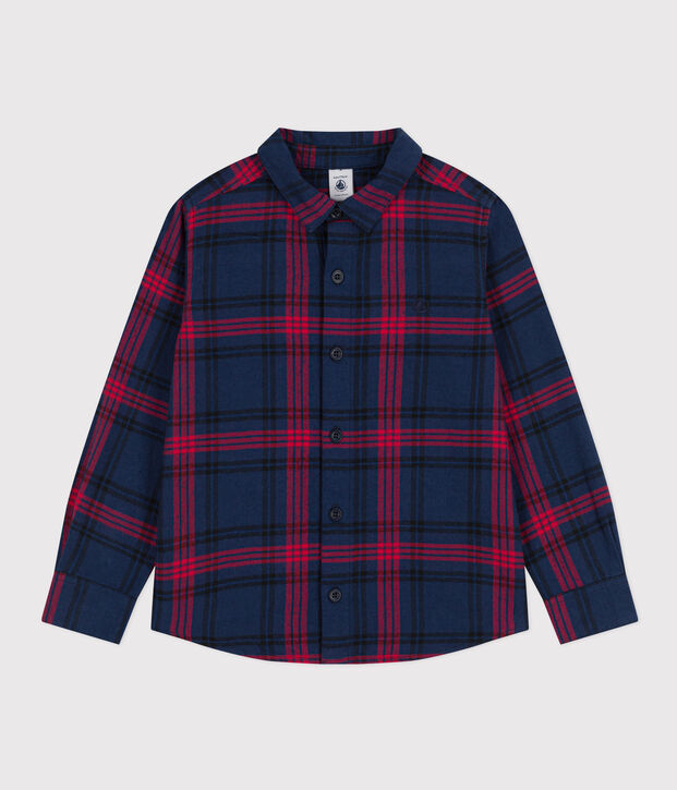 Chemise &agrave; carreaux en flanelle de coton enfant gar&ccedil;on bleu/multicouleur