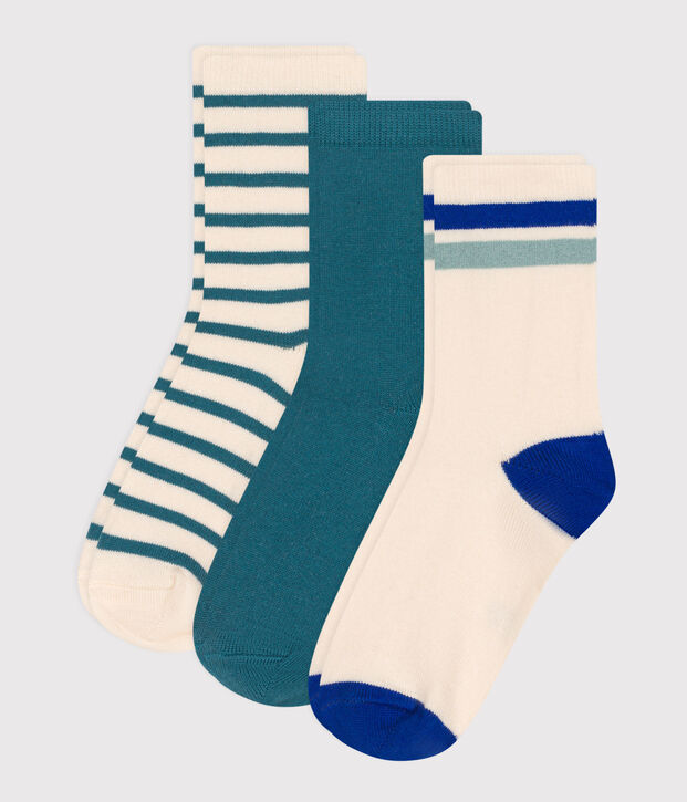 3 paires de chaussettes enfant en coton &agrave; rayures multicouleur