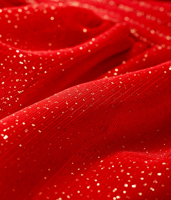 Robe manches longues bi-matière bébé fille rouge TERKUIT/jaune OR