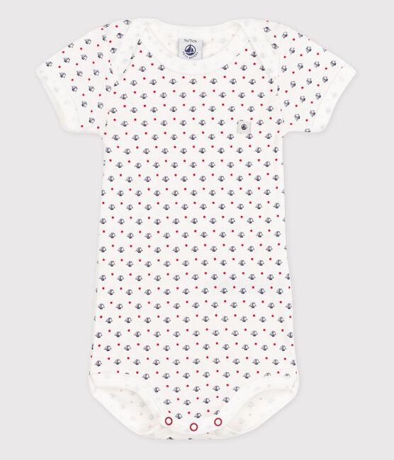 Body manches courtes bébé blanc ECUME/bleu MEDIEVAL/ MULTICO