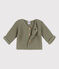 Cardigan bébé tricot point mousse en coton vert MARECAGE