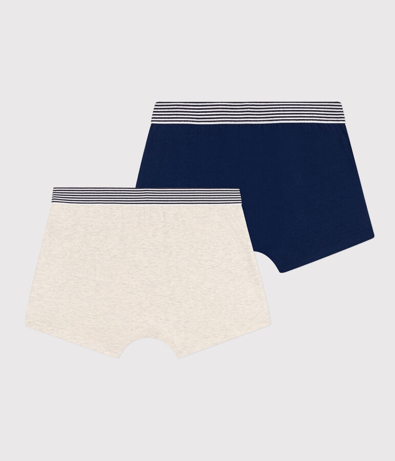 Lot de 2 boxers unis en coton et &eacute;lasthanne gar&ccedil;on multicouleur