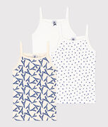 Set van 3 meisjeshemdjes met bandjes en Parijsprint in katoen