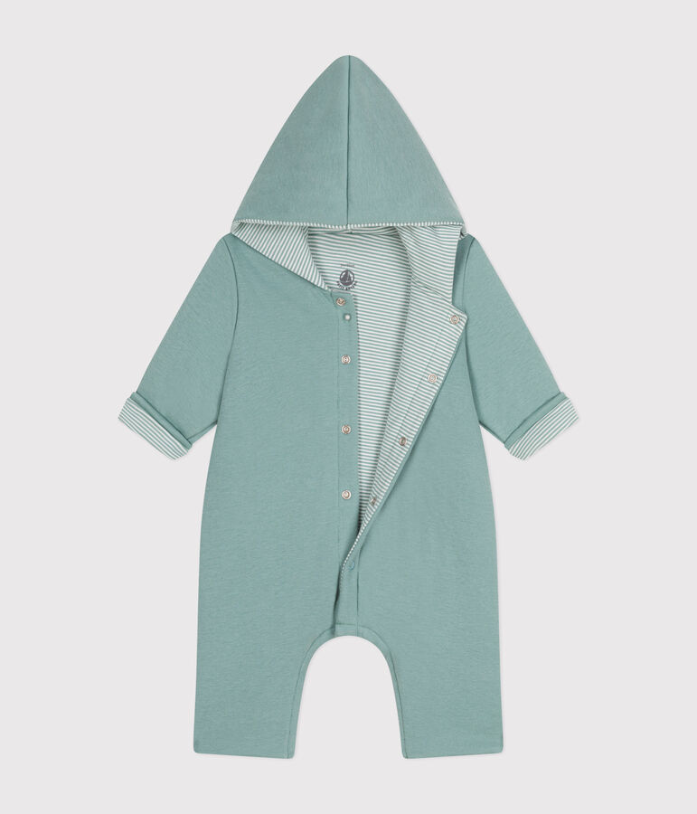 Combinaison longue ouatin&eacute;e &agrave; capuche en coton b&eacute;b&eacute; vert