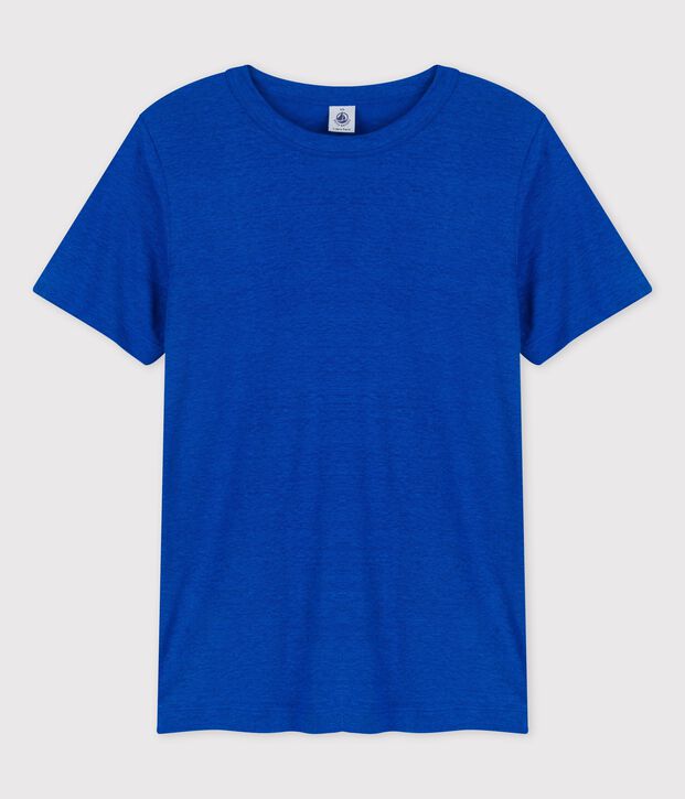 T-shirt voor dames in linnen, L'ICONIQUE blauw