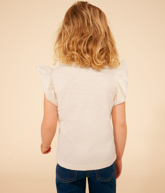 T-shirt van gevlamde jersey voor meisjes ecru AVALANCHE