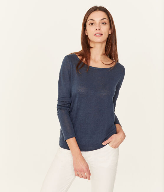 Dames-t-shirt met lange mouwen van linnen HADDOCK