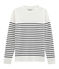 Pull marin en coton tricot côte 1x1. blanc MARSHMALLOW/bleu SMOKING