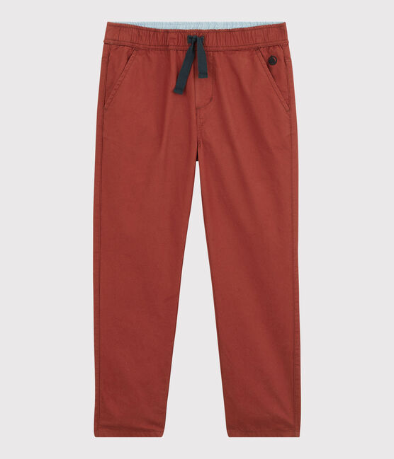 Pantalon regular en serge de coton enfant garçon marron OMBRIE