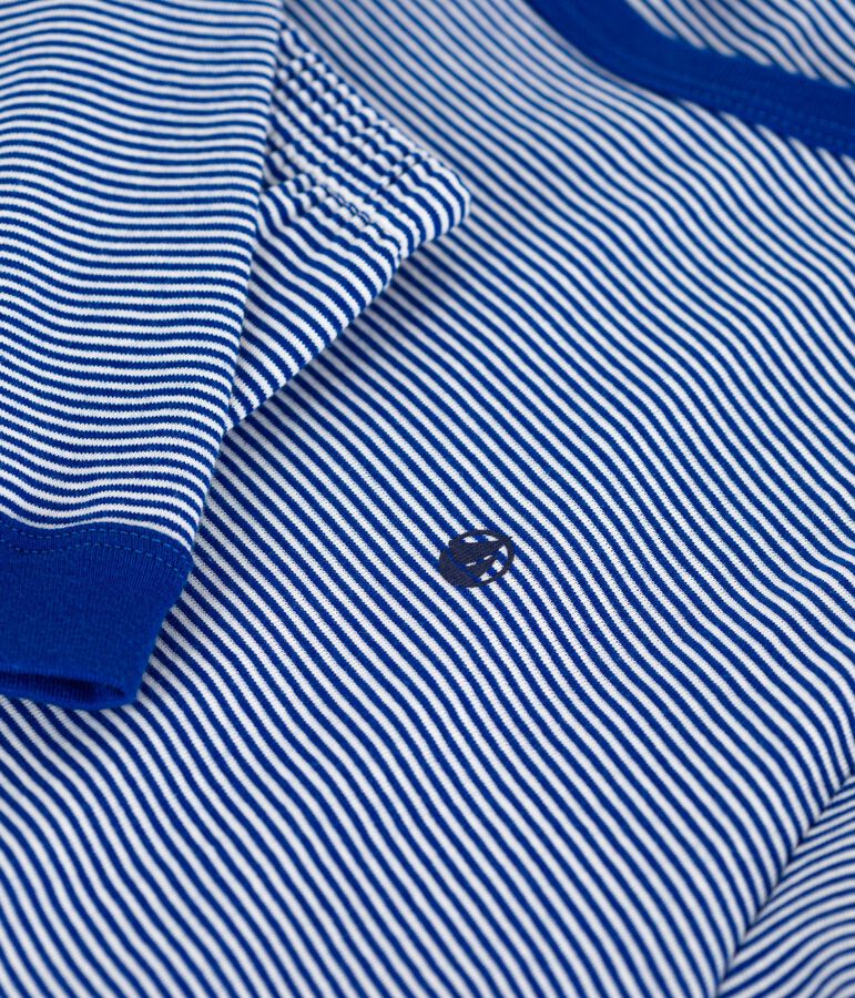 Katoenen kinderpyjama met strepen blauw/wit