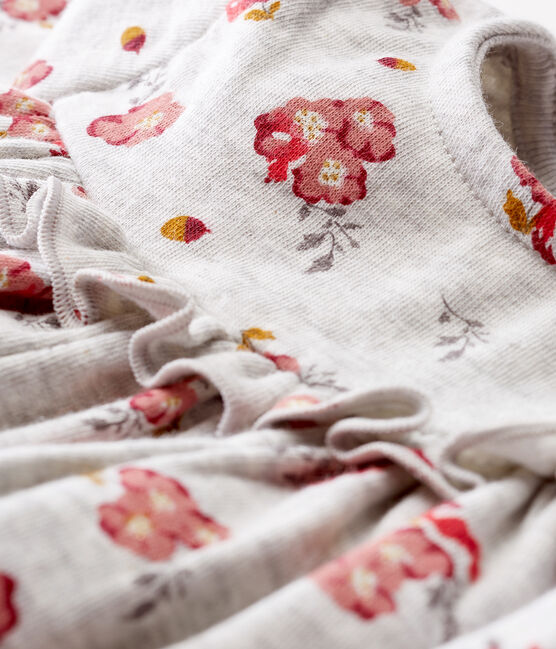 Robe manches longues bébé fille imprimée gris BELUGA/blanc MULTICO