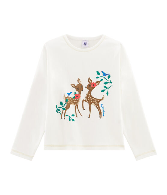 T-shirt met opdruk meisjes wit MARSHMALLOW