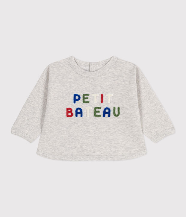 Sweat b&eacute;b&eacute; en coton, uni gris chin&eacute; clair