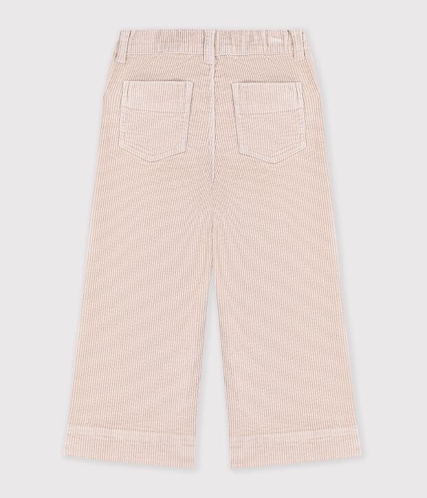 Pantalon wide leg enfant en velours beige clair